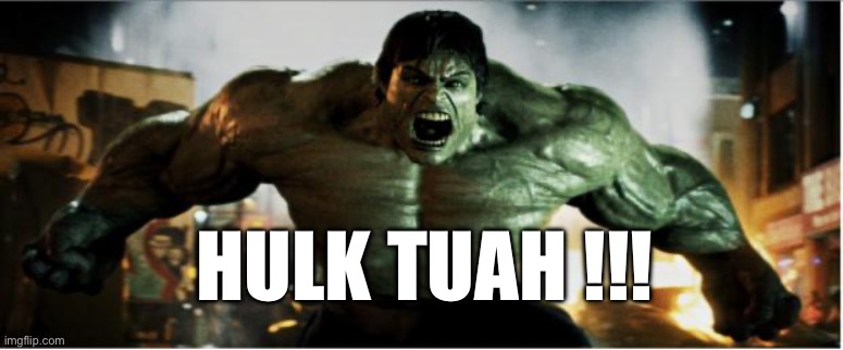 Hulk Smash | HULK TUAH !!! | image tagged in hulk smash | made w/ Imgflip meme maker