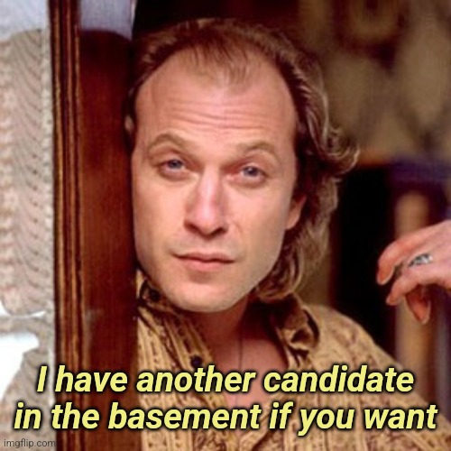 It pulls the candidate out of its arse... Creating another election farce | I have another candidate in the basement if you want | image tagged in buffalo bill silence of the lambs,joe biden,democrats,presidential election | made w/ Imgflip meme maker