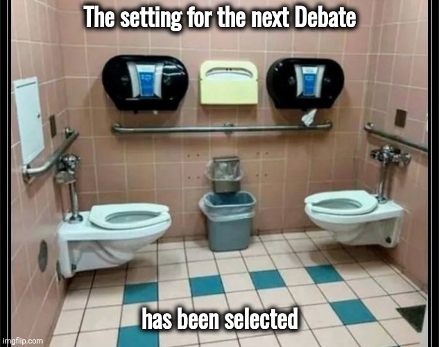 The Ultimate Staring Contest | The setting for the next Debate; has been selected | image tagged in do your duty,shitshow,democrats vs republicans,showdown,don't blink,entertainment | made w/ Imgflip meme maker