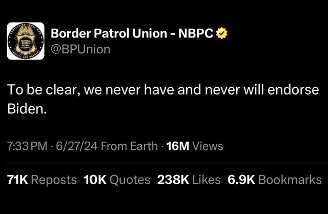 Border Patrol message denying support for Biden Blank Meme Template