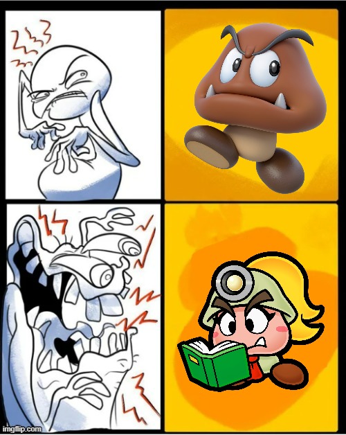 When the regular enemy you see all the time gets a promotion. | image tagged in selective choice,mario,goomba | made w/ Imgflip meme maker