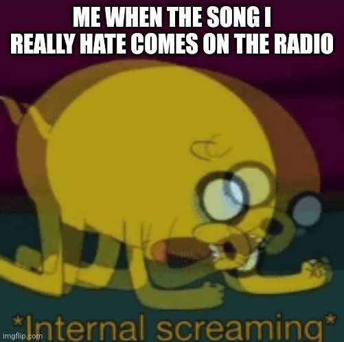 Jake The Dog Internal Screaming | ME WHEN THE SONG I REALLY HATE COMES ON THE RADIO | image tagged in jake the dog internal screaming | made w/ Imgflip meme maker