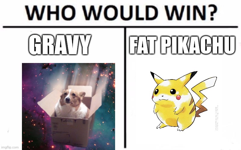 Who Would Win? Meme | GRAVY; FAT PIKACHU | image tagged in memes,who would win | made w/ Imgflip meme maker
