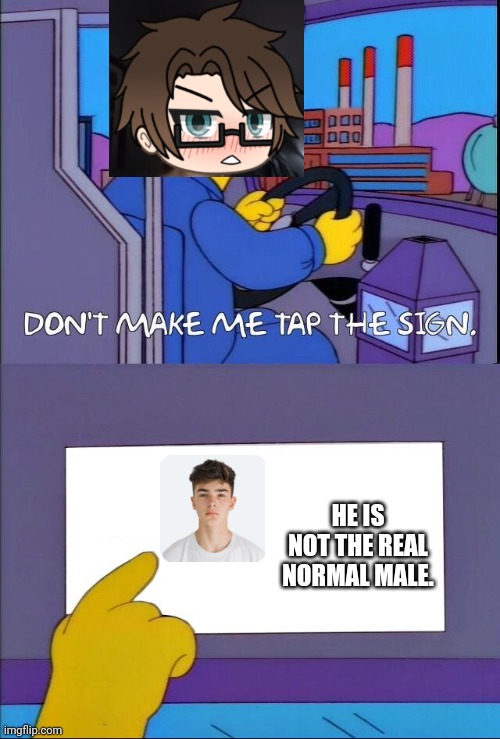 Male Cara is right! | HE IS NOT THE REAL NORMAL MALE. | image tagged in don't make me tap the sign,pop up school 2,pus2,male cara,normal male,emotional damage | made w/ Imgflip meme maker