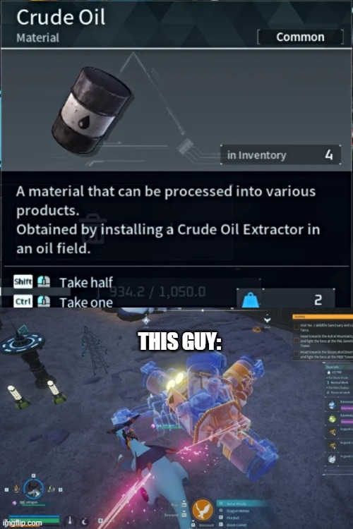 [Palworld] all those blue silhouettes are oil extractors being built on one single oil pool. thats what i call master alignment | THIS GUY: | image tagged in palworld,now thats what i call alignment,holy heck,excuse me what,how bro,how | made w/ Imgflip meme maker