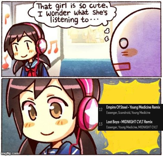 afternoon chat hru | image tagged in that girl is so cute i wonder what she s listening to | made w/ Imgflip meme maker