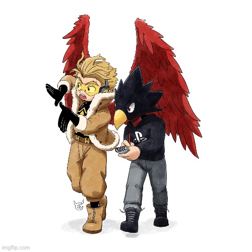 hawks talking to tokoyami and he's taking notes - Imgflip