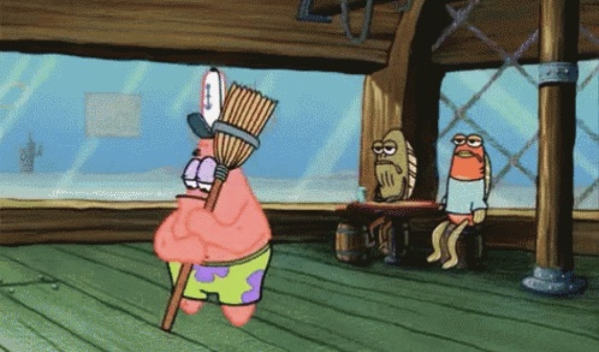 High Quality Patrick Sweeping Blank Meme Template