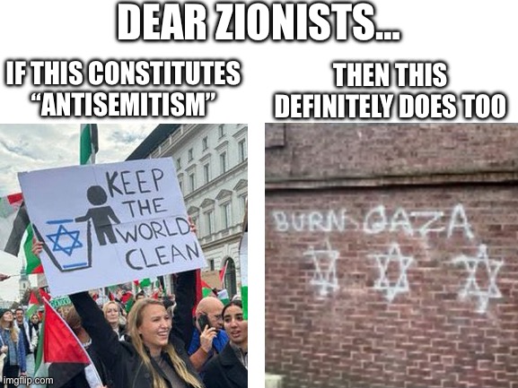 Thank you for listening to my Ted talk | DEAR ZIONISTS…; IF THIS CONSTITUTES “ANTISEMITISM”; THEN THIS DEFINITELY DOES TOO | image tagged in blank white template | made w/ Imgflip meme maker