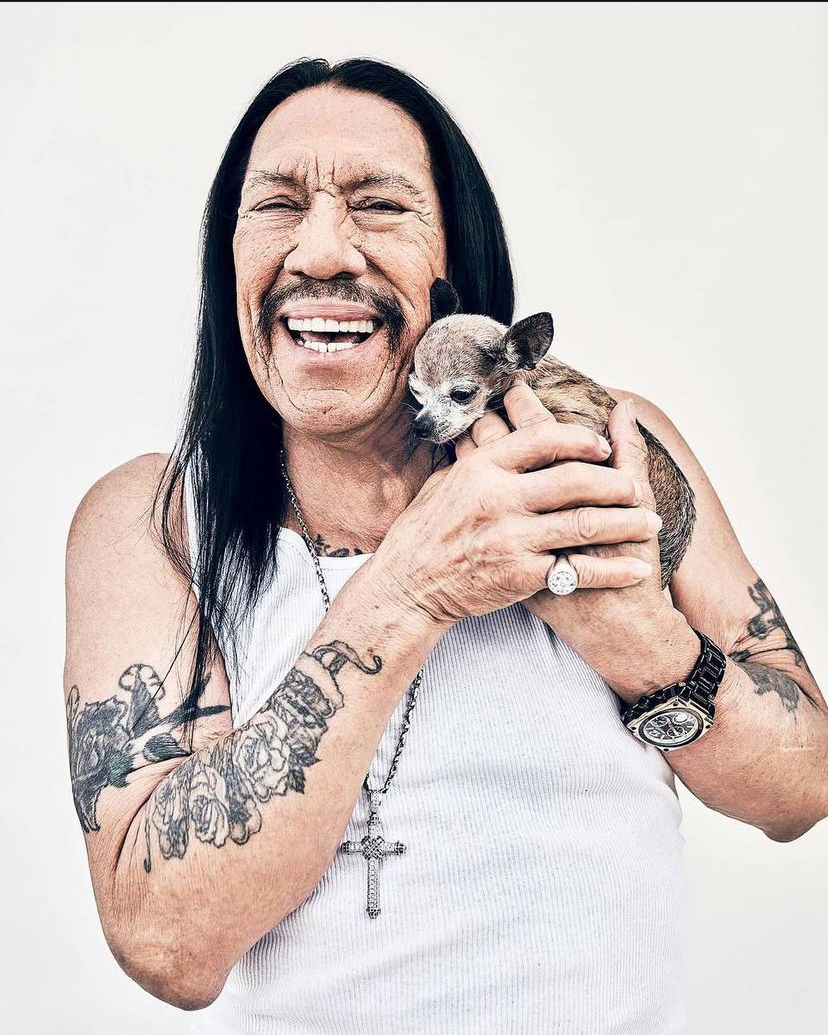 High Quality Danny Trejo with puppy Blank Meme Template