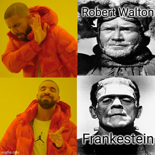 Drake Hotline Bling Meme | Robert Walton; Frankestein | image tagged in memes,drake hotline bling | made w/ Imgflip meme maker