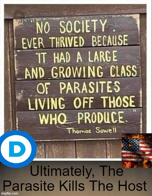 Truth in a Meme | Ultimately, The Parasite Kills The Host | image tagged in thomas sowell,society,liberals vs conservatives,america,the truth,think about it | made w/ Imgflip meme maker