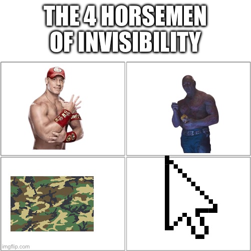 The 4 horsemen of | THE 4 HORSEMEN OF INVISIBILITY | image tagged in the 4 horsemen of | made w/ Imgflip meme maker