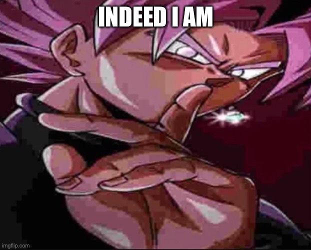 Goku Black shh | INDEED I AM | image tagged in goku black shh | made w/ Imgflip meme maker