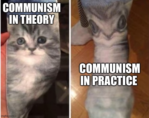 WeLl ThAt WaSnT rEaL cOmMuNiSm | COMMUNISM IN THEORY; COMMUNISM IN PRACTICE | made w/ Imgflip meme maker