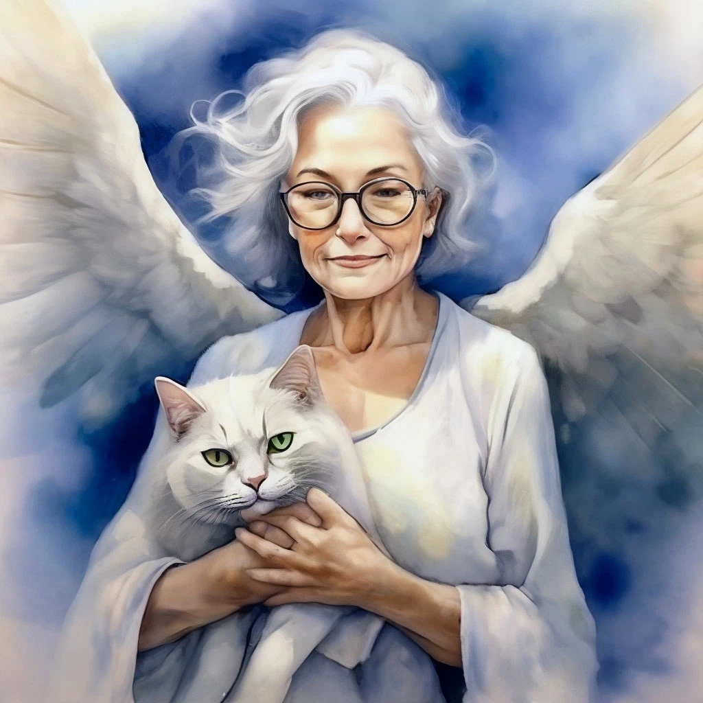 Female Angel with Cat Blank Meme Template