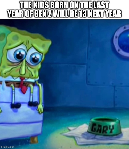 and I thought they are 8 | THE KIDS BORN ON THE LAST YEAR OF GEN Z WILL BE 13 NEXT YEAR | image tagged in gary come home | made w/ Imgflip meme maker