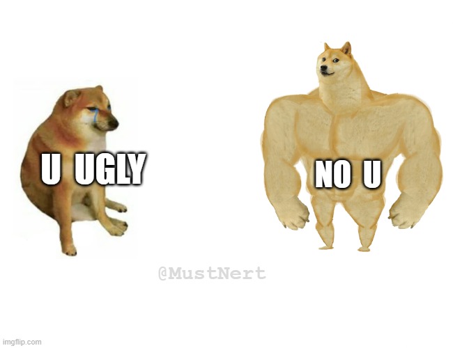 u ugly no u | U  UGLY; NO  U; @MustNert | image tagged in doge,ugly,no u,mustnert | made w/ Imgflip meme maker