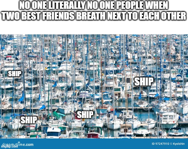 NO ONE LITERALLY NO ONE PEOPLE WHEN TWO BEST FRIENDS BREATH NEXT TO EACH OTHER; SHIP; SHIP; SHIP; SHIP | image tagged in fun | made w/ Imgflip meme maker