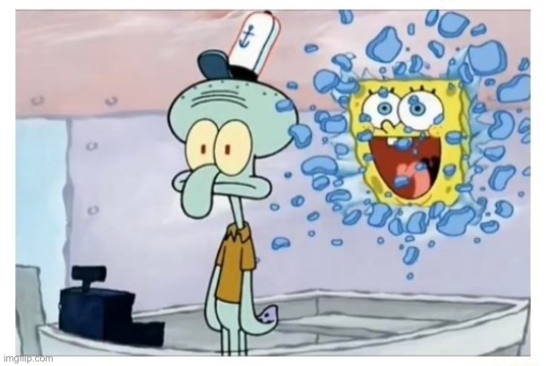 Spongebob enters breaking the wall | image tagged in spongebob enters breaking the wall | made w/ Imgflip meme maker