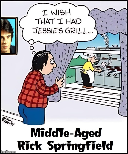 Age Changes Everything | image tagged in vince vance,rick springfield,jessie's girl,cartoon,comics,barbeque | made w/ Imgflip meme maker