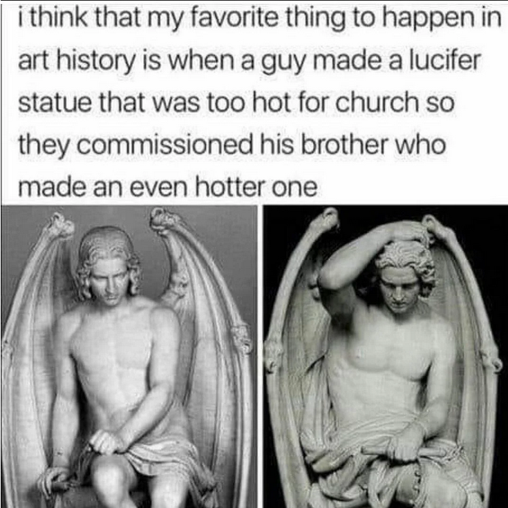 Hot Lucifer Statue Blank Meme Template