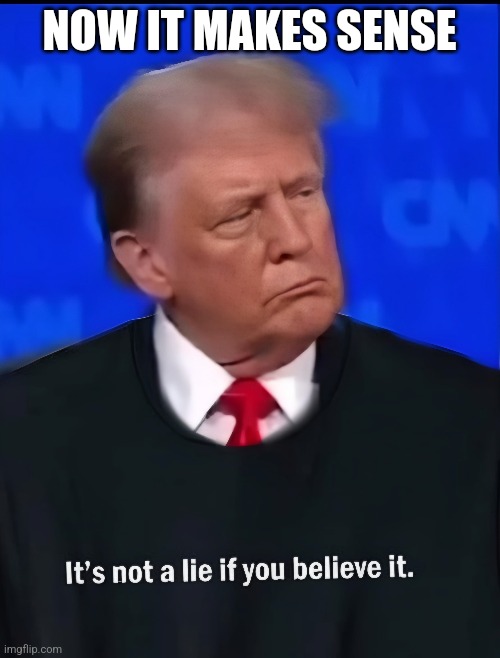 Next Level Liar | NOW IT MAKES SENSE | image tagged in trump,lying,believe,master debater | made w/ Imgflip meme maker