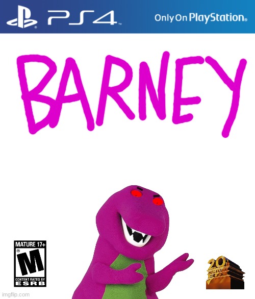 B  A  R  N  E  Y | image tagged in ps4 case | made w/ Imgflip meme maker