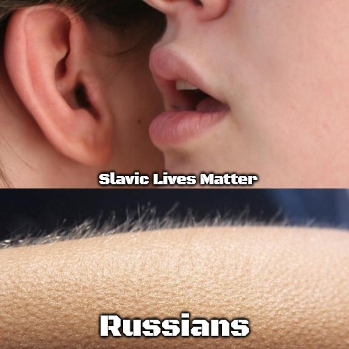 Whisper and Goosebumps | Slavic Lives Matter; Russians | image tagged in whisper and goosebumps,slavic | made w/ Imgflip meme maker