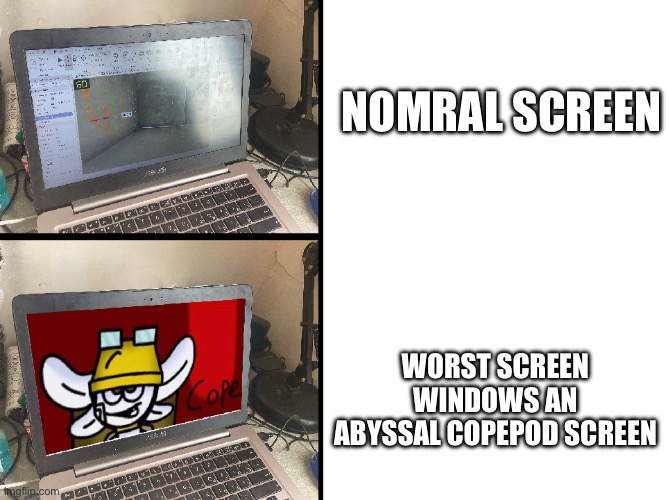 when an looking windows screen but has an Abyssal Copepod | NOMRAL SCREEN; WORST SCREEN WINDOWS AN ABYSSAL COPEPOD SCREEN | image tagged in memes,meme,windows 10 | made w/ Imgflip meme maker