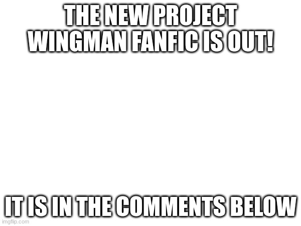 Project Wingman Fanfic is out!!! | THE NEW PROJECT WINGMAN FANFIC IS OUT! IT IS IN THE COMMENTS BELOW | image tagged in project wingman,fanfiction,shipping | made w/ Imgflip meme maker