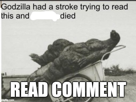 Godzilla | READ COMMENT | image tagged in godzilla,stupid people,motivation | made w/ Imgflip meme maker