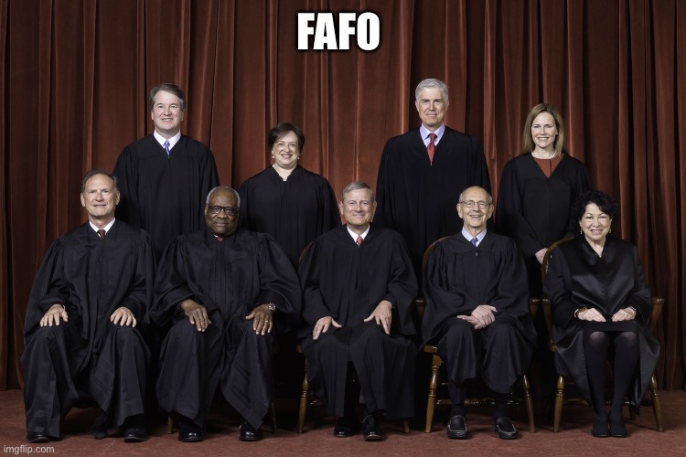 Democrats only have themselves to blame for not thinking things through all the way | FAFO | image tagged in supreme court justices 2022 scotus,fafo | made w/ Imgflip meme maker