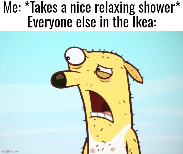 At least I don't stink anymore. | Me: *Takes a nice relaxing shower*
Everyone else in the Ikea: | image tagged in funny,shower,ikea,me everyone else | made w/ Imgflip meme maker