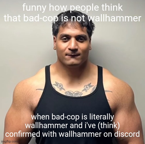 shan mugshot | funny how people think that bad-cop is not wallhammer; when bad-cop is literally wallhammer and i've (think) confirmed with wallhammer on discord | image tagged in shan mugshot | made w/ Imgflip meme maker