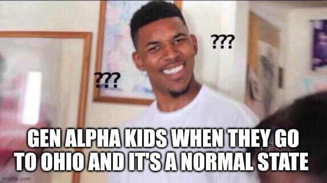 Black guy confused | GEN ALPHA KIDS WHEN THEY GO TO OHIO AND IT'S A NORMAL STATE | image tagged in black guy confused | made w/ Imgflip meme maker