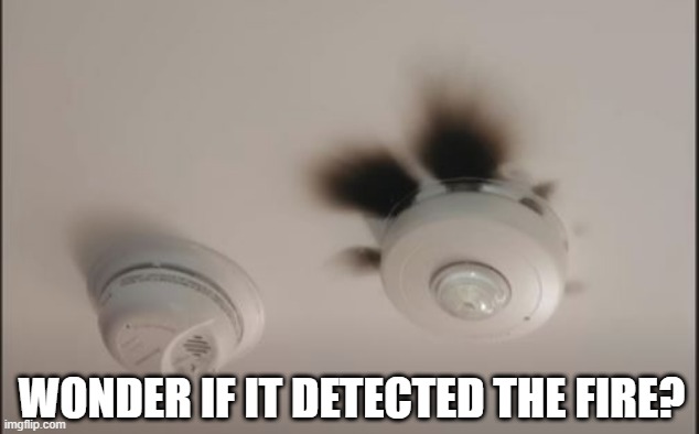 smoke Detector | WONDER IF IT DETECTED THE FIRE? | image tagged in you had one job | made w/ Imgflip meme maker