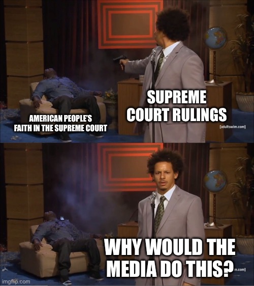 Who Killed Hannibal Meme | SUPREME COURT RULINGS; AMERICAN PEOPLE’S FAITH IN THE SUPREME COURT; WHY WOULD THE MEDIA DO THIS? | image tagged in memes,who killed hannibal | made w/ Imgflip meme maker