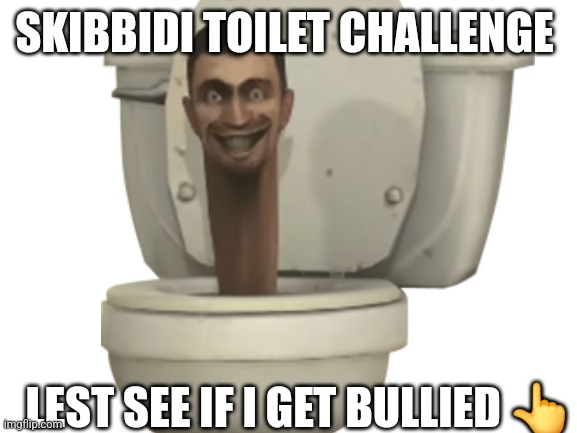 Blank White Template | SKIBBIDI TOILET CHALLENGE; LEST SEE IF I GET BULLIED 👆 | image tagged in blank white template | made w/ Imgflip meme maker