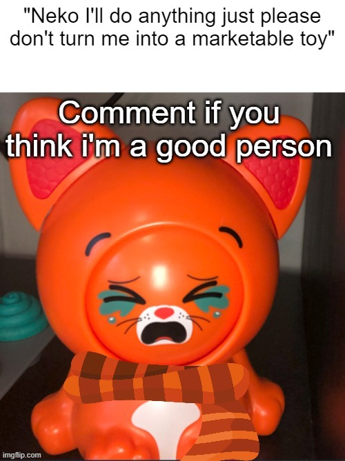 Neko I'll do anything just please don't turn me into a toy | Comment if you think i'm a good person | image tagged in neko i'll do anything just please don't turn me into a toy | made w/ Imgflip meme maker