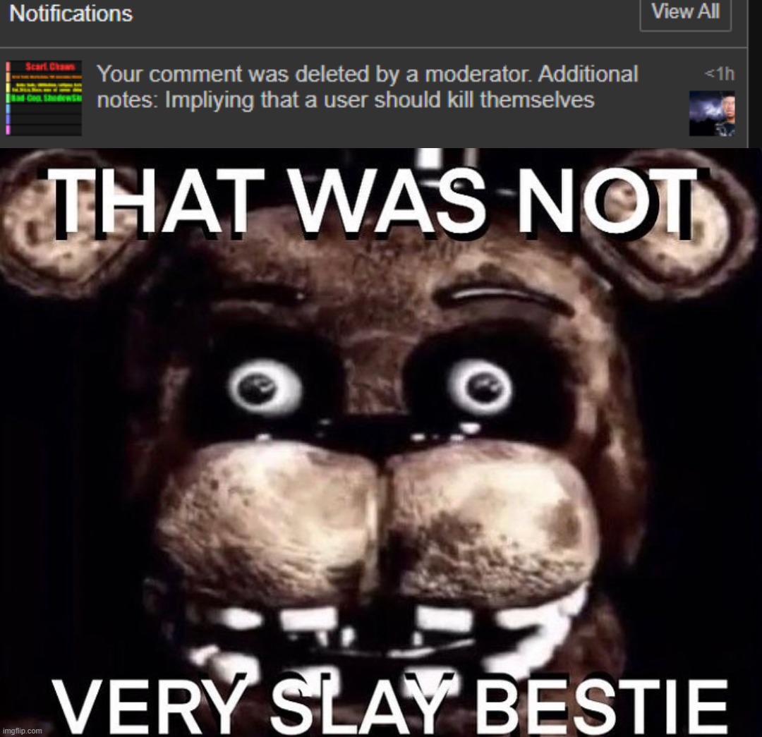 Comment banned | image tagged in that was not very slay bestie | made w/ Imgflip meme maker