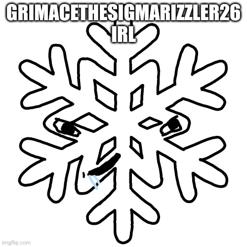 Brainlet snowflake | GRIMACETHESIGMARIZZLER26 IRL | image tagged in brainlet snowflake | made w/ Imgflip meme maker