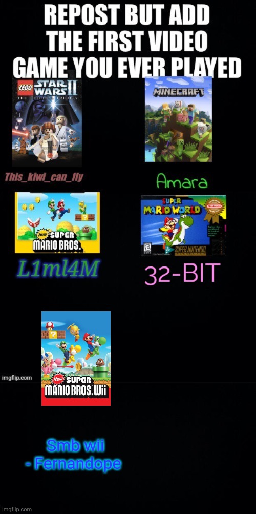 Smb wii - Fernandope | image tagged in black background | made w/ Imgflip meme maker