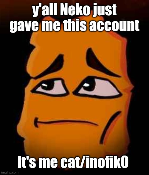 Yay I can post now | y'all Neko just gave me this account; It's me cat/inofik0 | image tagged in gedagegadedago | made w/ Imgflip meme maker