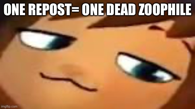 smug hat kid.mp4 | ONE REPOST= ONE DEAD ZOOPHILE | image tagged in smug hat kid mp4 | made w/ Imgflip meme maker