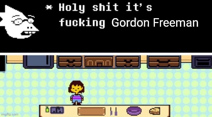 Alphys Holy Shit It's Fucking Santa | Gordon Freeman | image tagged in alphys holy shit it's fucking santa | made w/ Imgflip meme maker