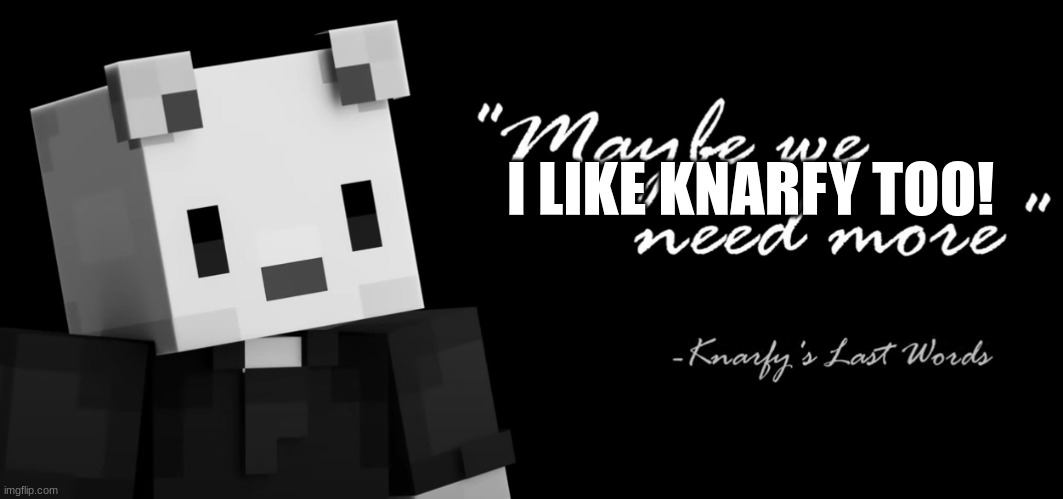 mabey we need more | I LIKE KNARFY TOO! | image tagged in mabey we need more | made w/ Imgflip meme maker