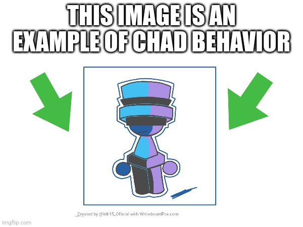 This image is an example of chad behavior | image tagged in this image is an example of chad behavior | made w/ Imgflip meme maker