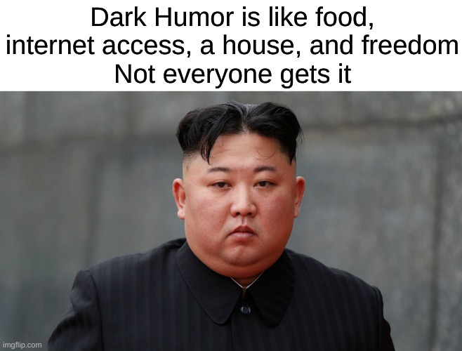 kim jong stare | Dark Humor is like food, internet access, a house, and freedom
Not everyone gets it | image tagged in memes,funny,dark humor | made w/ Imgflip meme maker