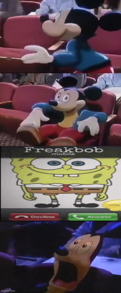 Mickey mouse vs freakybob | image tagged in oh boy my favorite seat | made w/ Imgflip meme maker